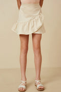Girls Cotton Poplin Asymmetric Ruffle Skirt