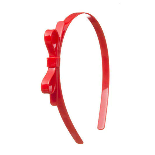 Thin Bow Headband-Red