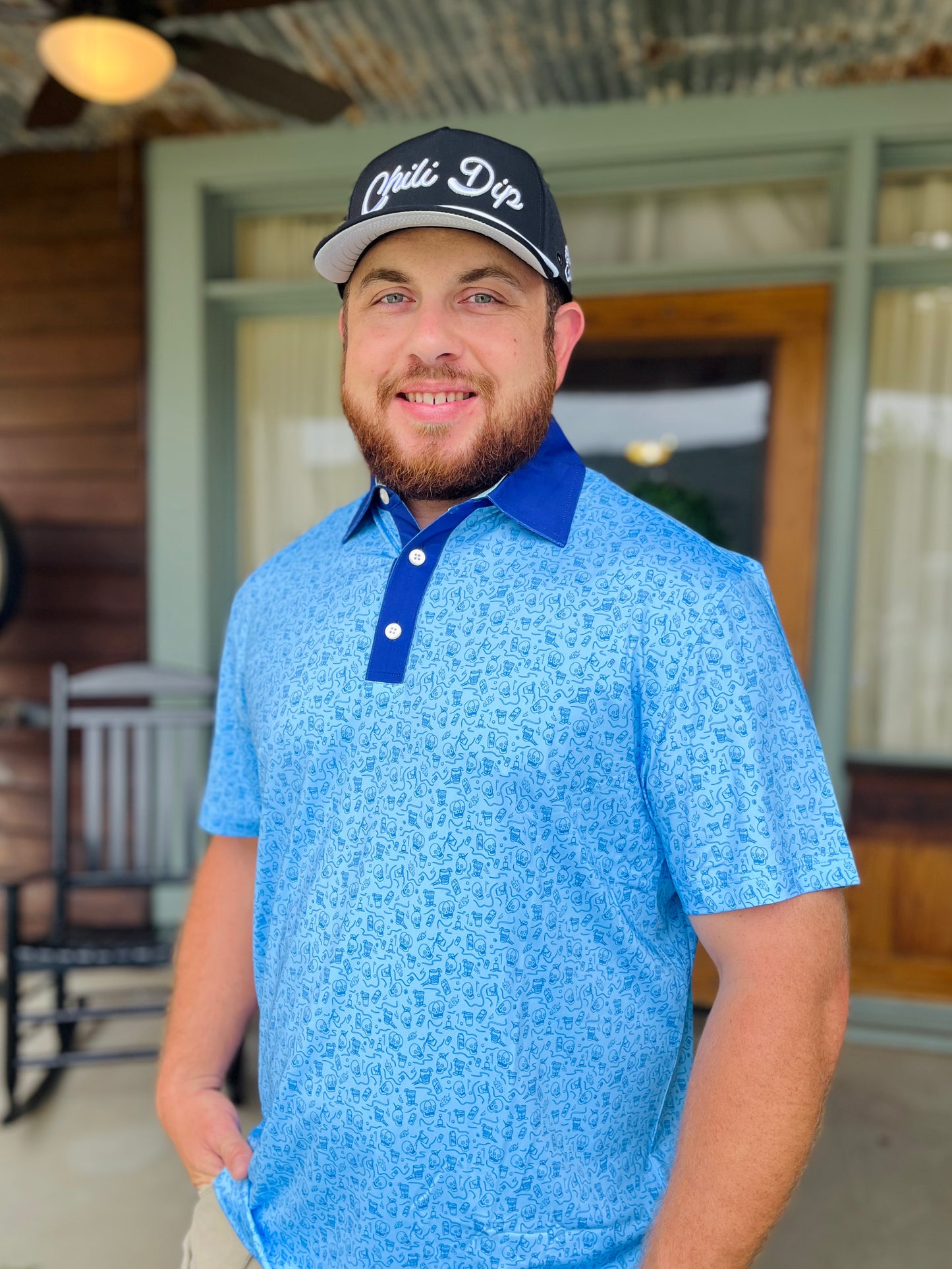 Blue Skull Adult Golf Polo