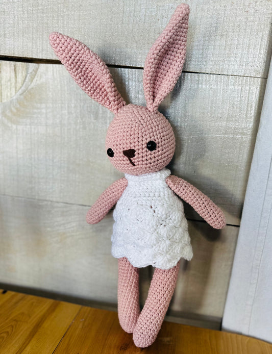 Crochet Bunny w/ Dress-Pink