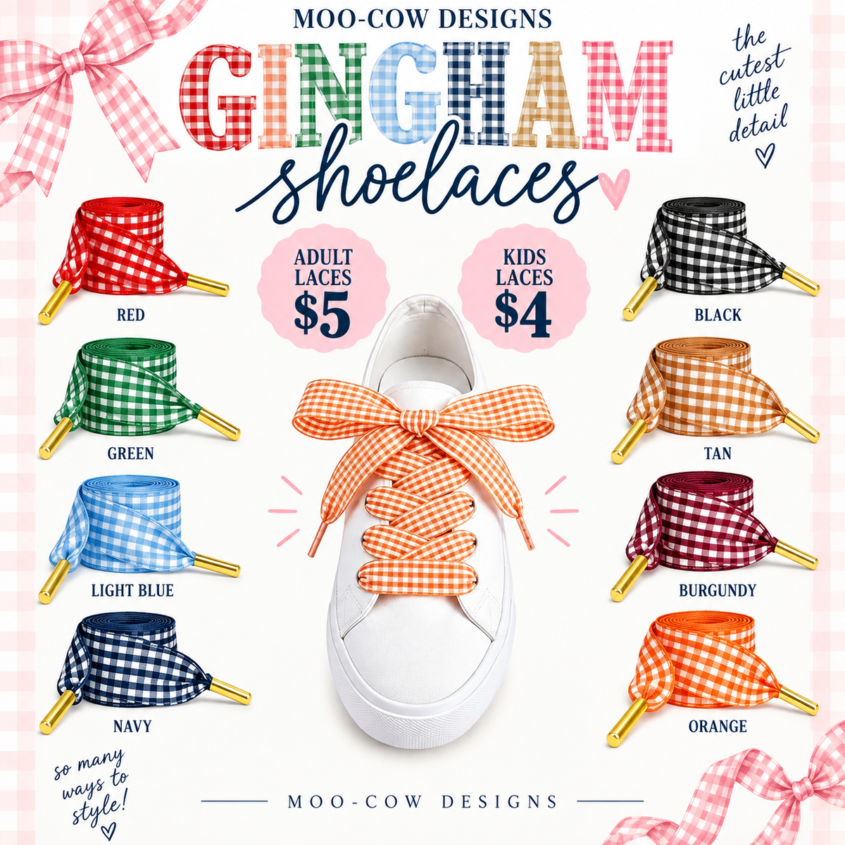 Gingham Shoe Laces