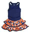 Navy & Orange Razor Tank Skort Set