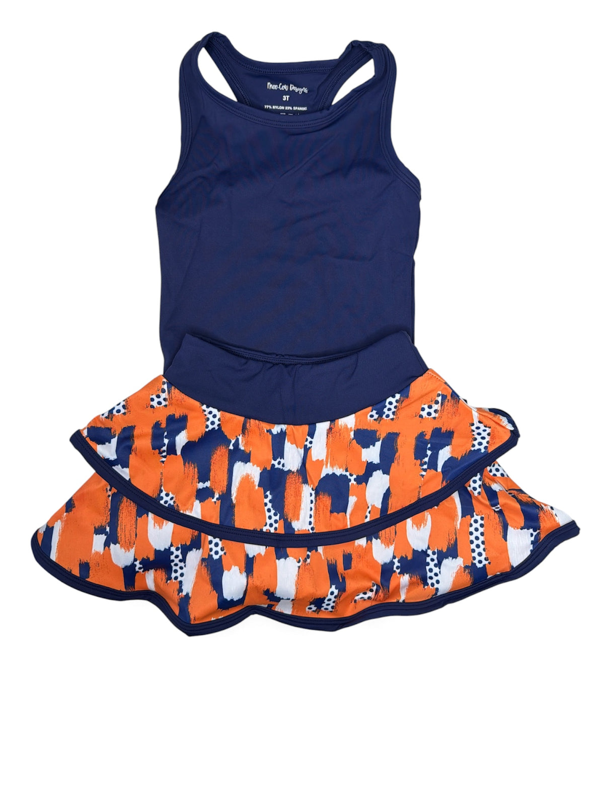 Navy & Orange Razor Tank Skort Set