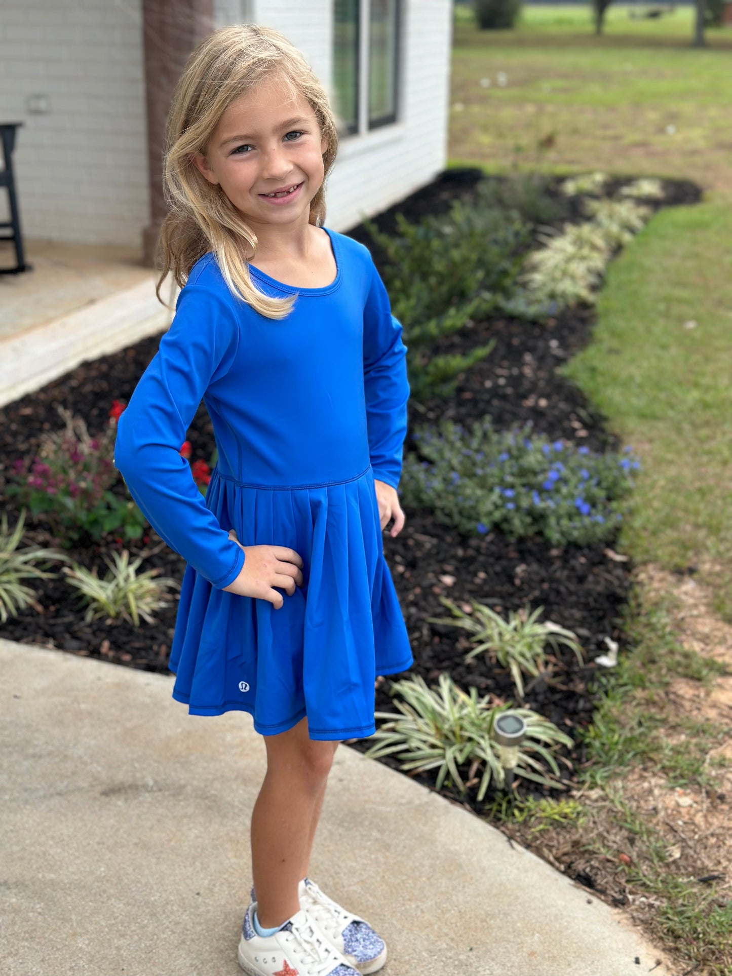 Blue Pleated Skort Dress