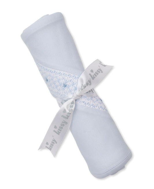 Classic Blue Smocked Blanket