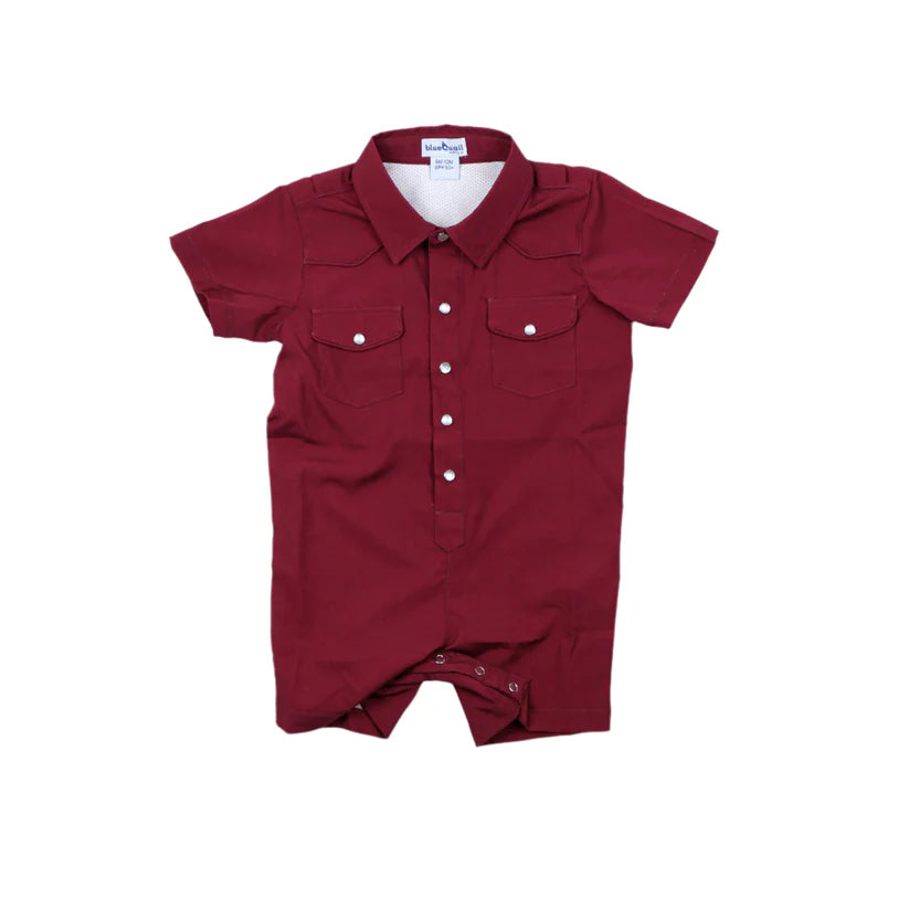Gameday Maroon Pearl Snap Romper