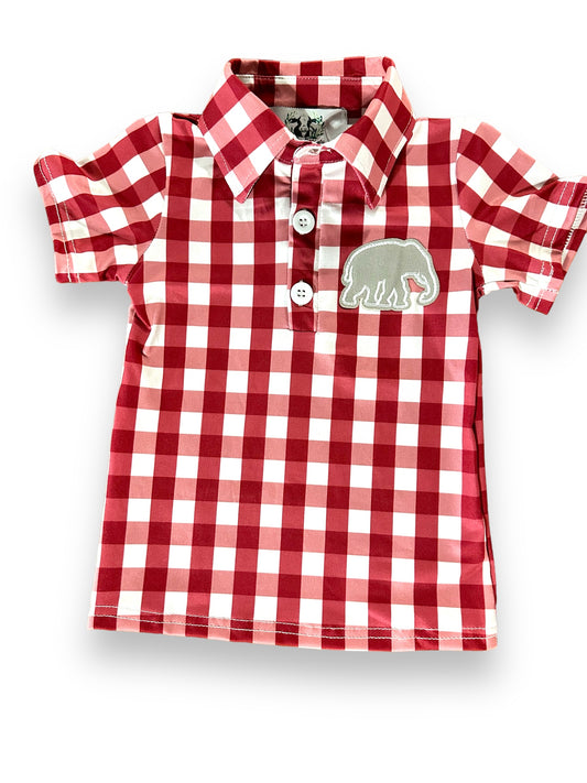 Boys Elephant Check Polo