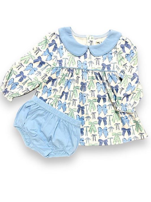 Blue Bow Bloomer Set