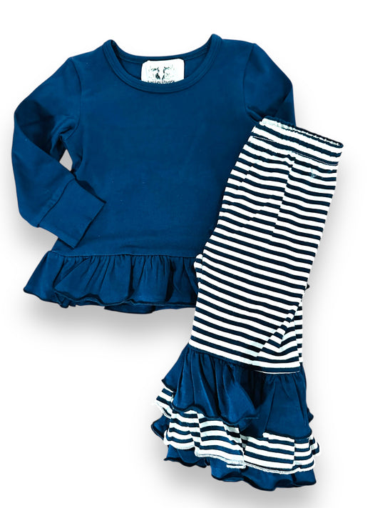 Girls Striped Basics Navy