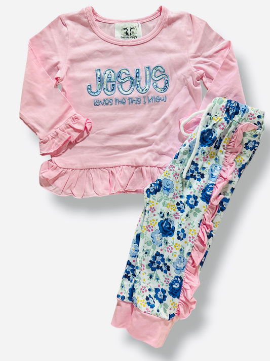 Jesus Loves Me Jogger-Pink