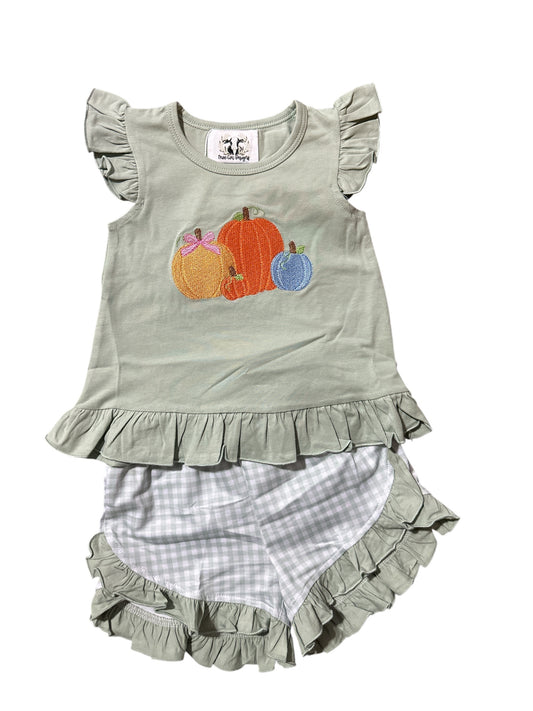 Gingham Pumpkin Girl Set