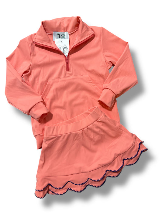 Coral Scalloped Skort Set