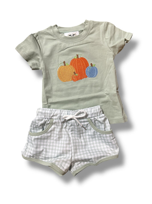Gingham Pumpkin Boy Set