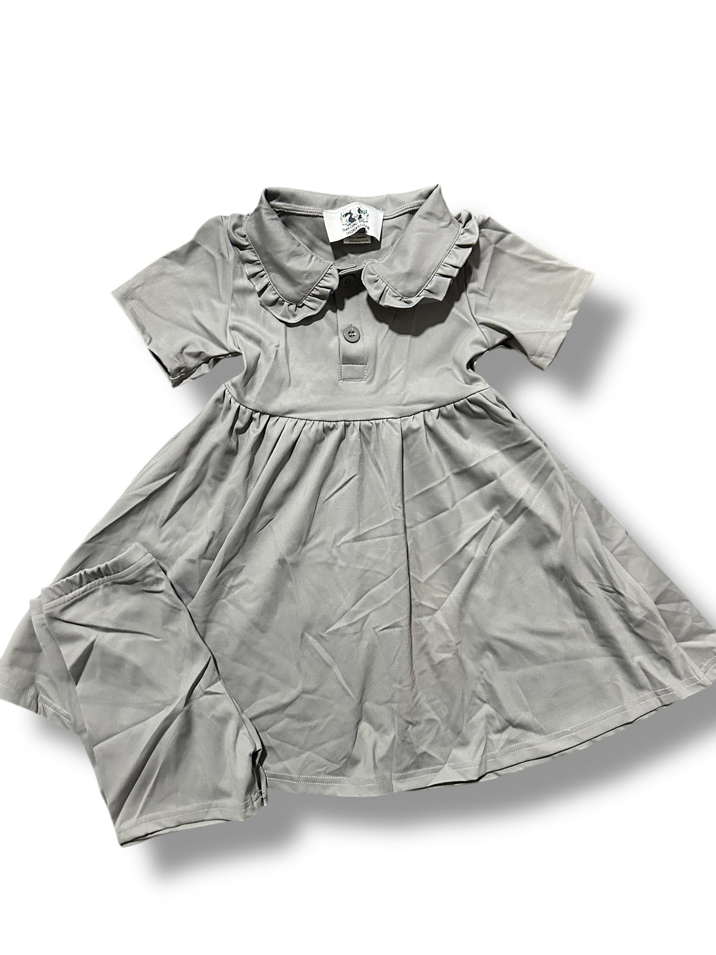 Gray Ruffle Collar Dress