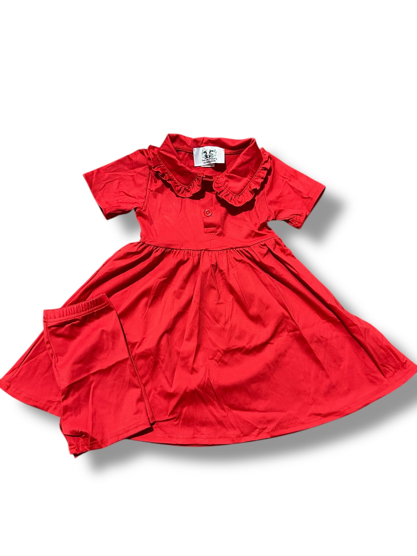 Red Ruffle Collar Dress
