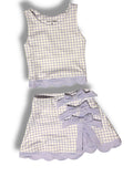 Gingham Scalloped Skort Set Purple