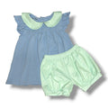 Collared Stripe Sets: Blue