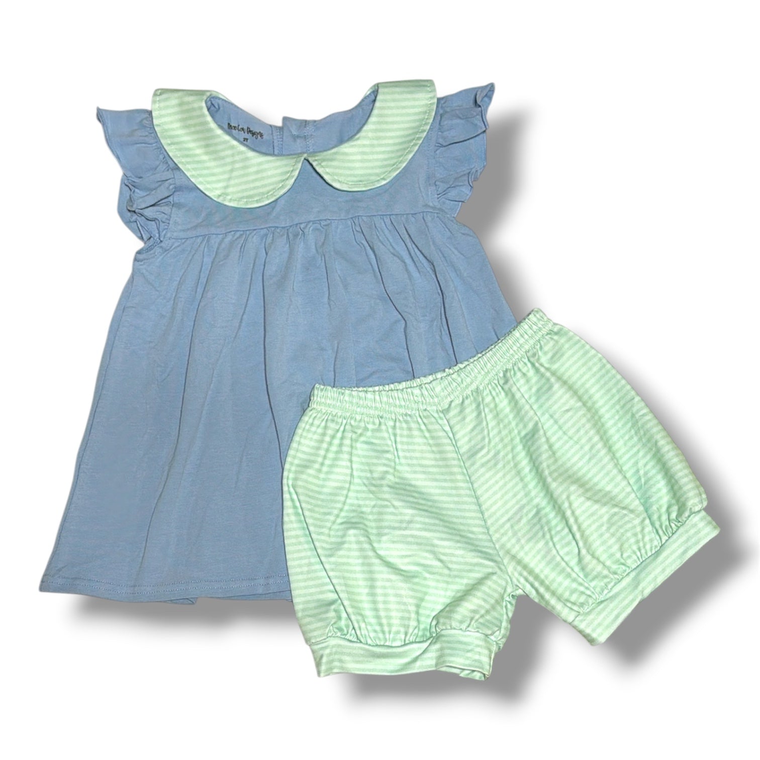 Collared Stripe Sets: Blue