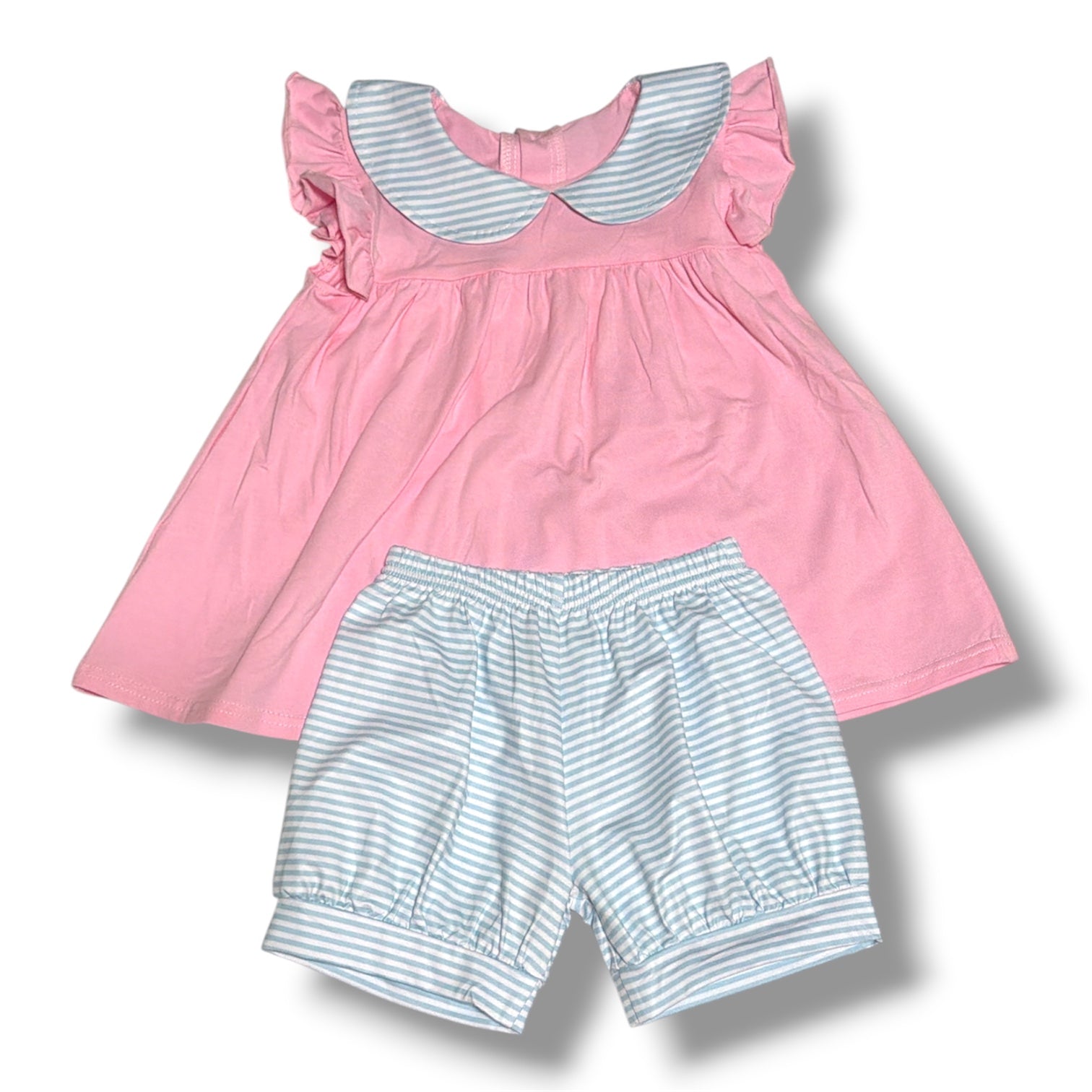 Collared Stripe Sets: Pink