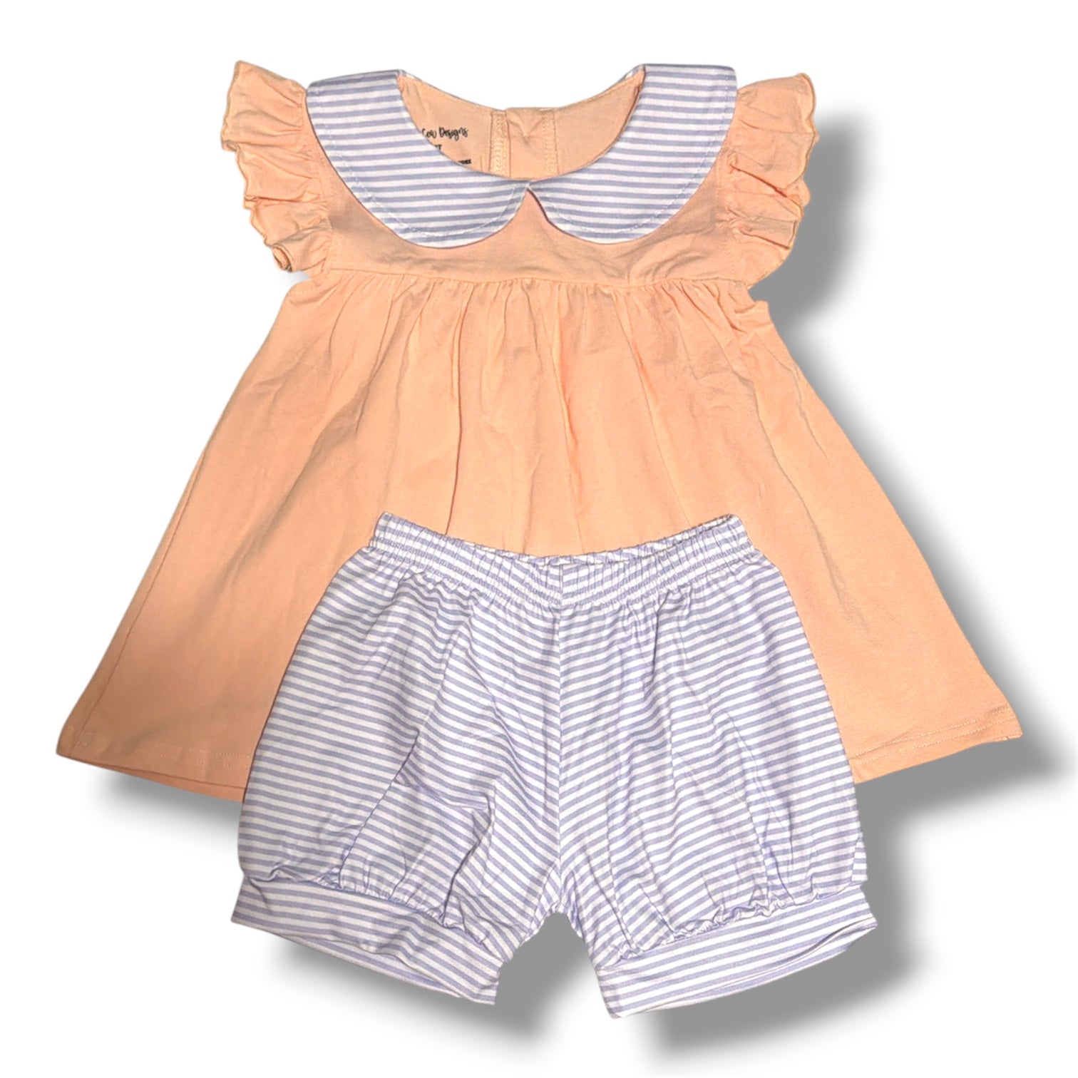 Collared Stripe Sets: Coral