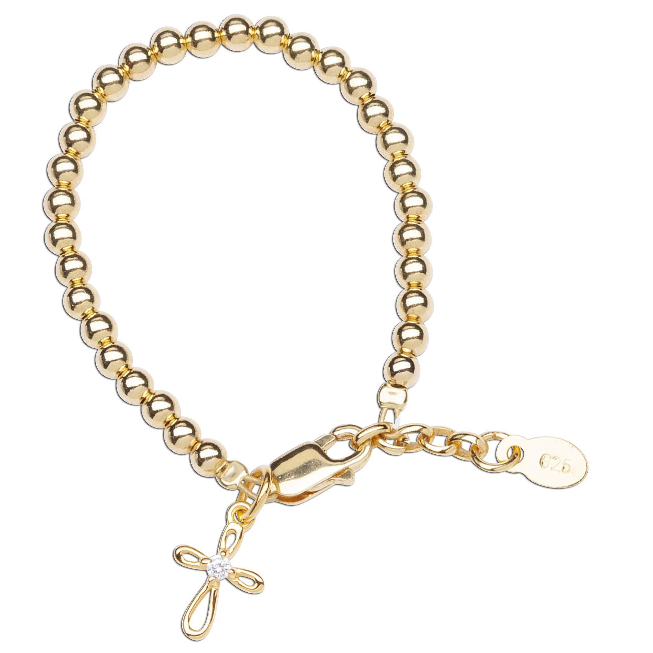 Kids 14K Gold-Plated Cross Bracelet Baby Girl Baptism Gift