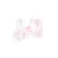 EMBROIDERED CROSS CROCHET EDGE BOWS: Light Pink / 4.5"