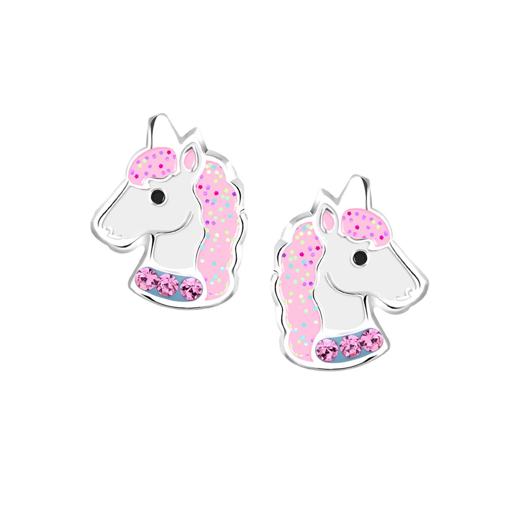 Sterling Silver Girls Stardust Unicorn Earrings for Kids