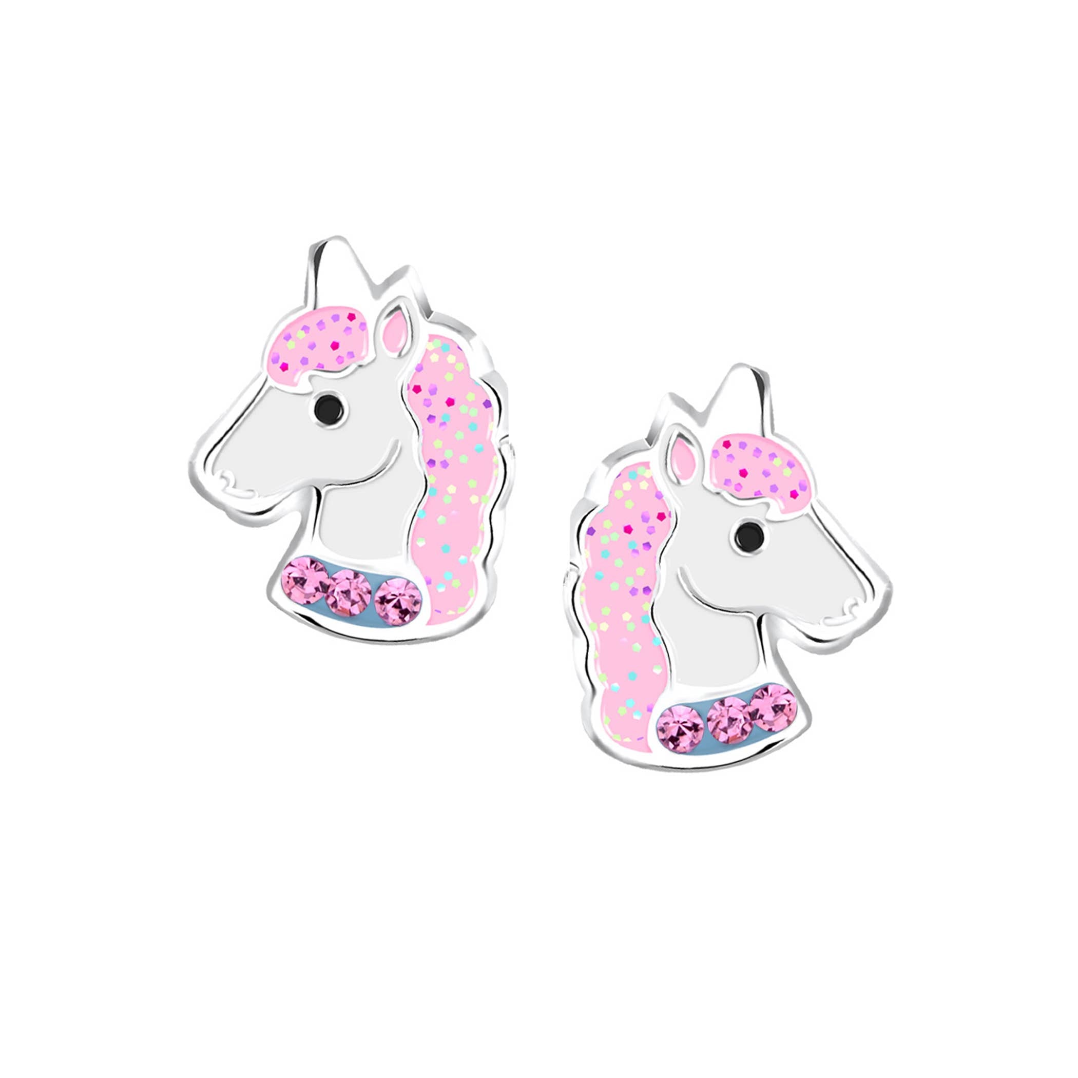 Sterling Silver Girls Stardust Unicorn Earrings for Kids
