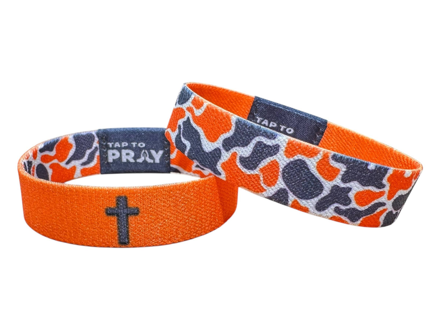 Tap To Pray™ Wristbands - Team Camo - Orange & Grey