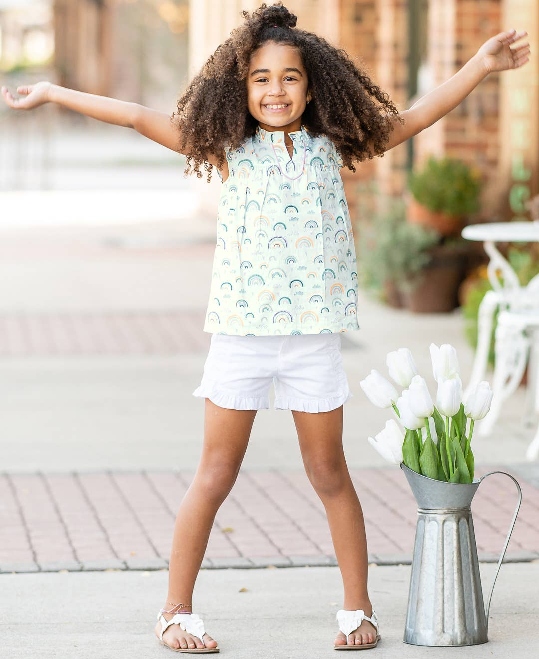 White Ruffle Trim  Kids Shorts