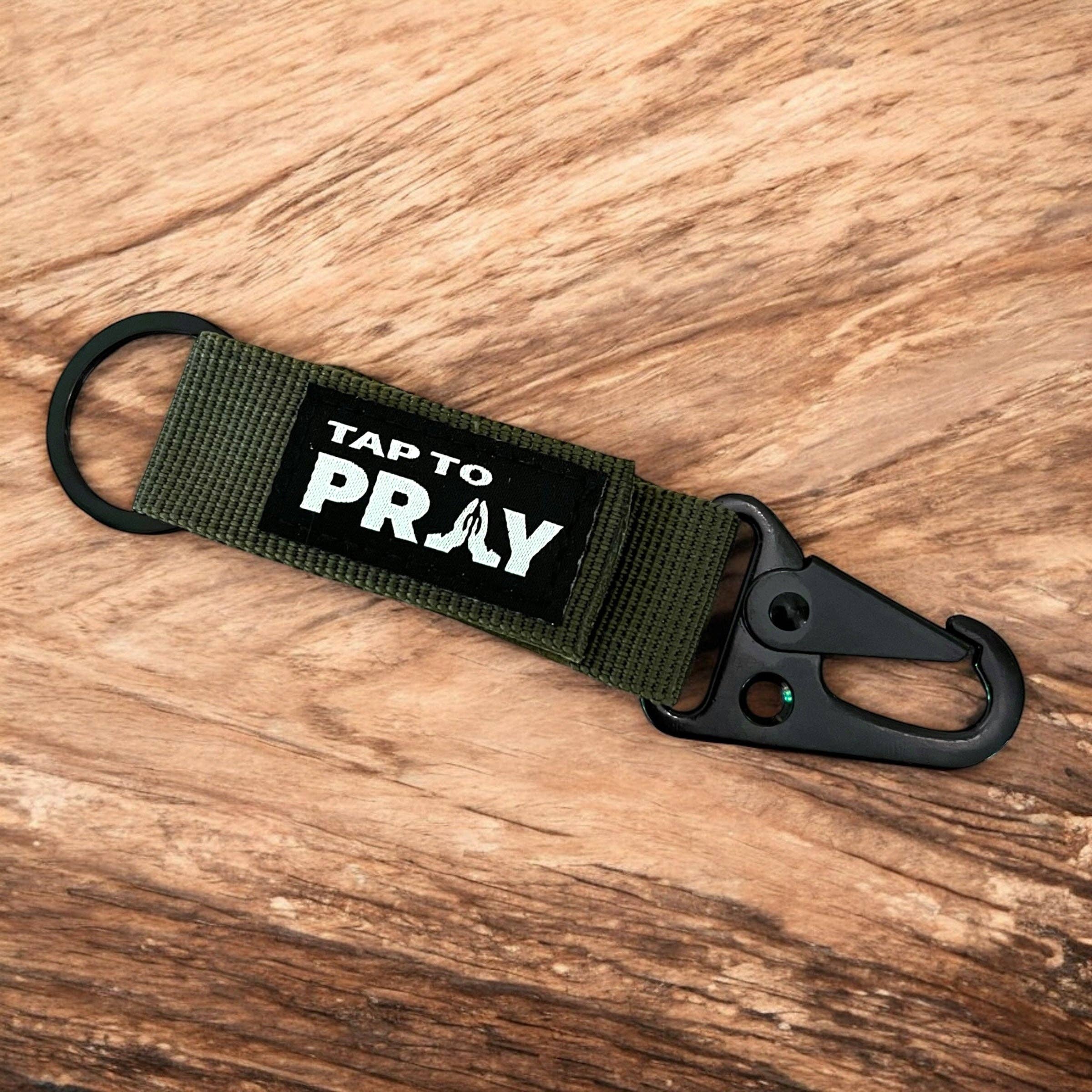 Tap To Pray™ - Tactical Carabiner Keychain: Tan