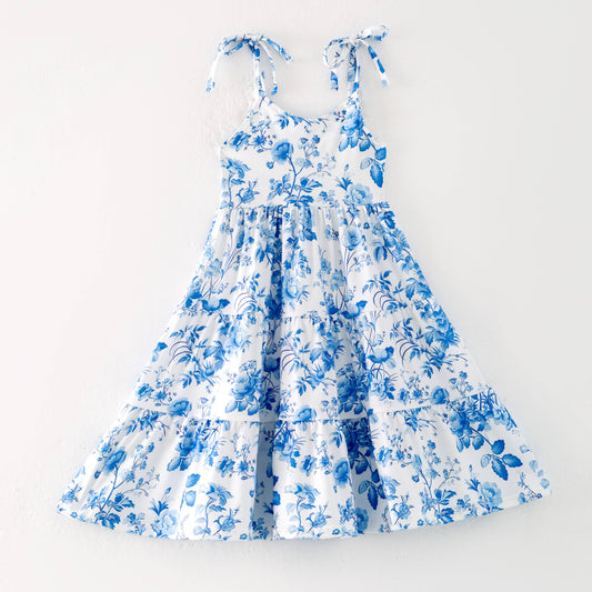 Girls Blue Floral Dress