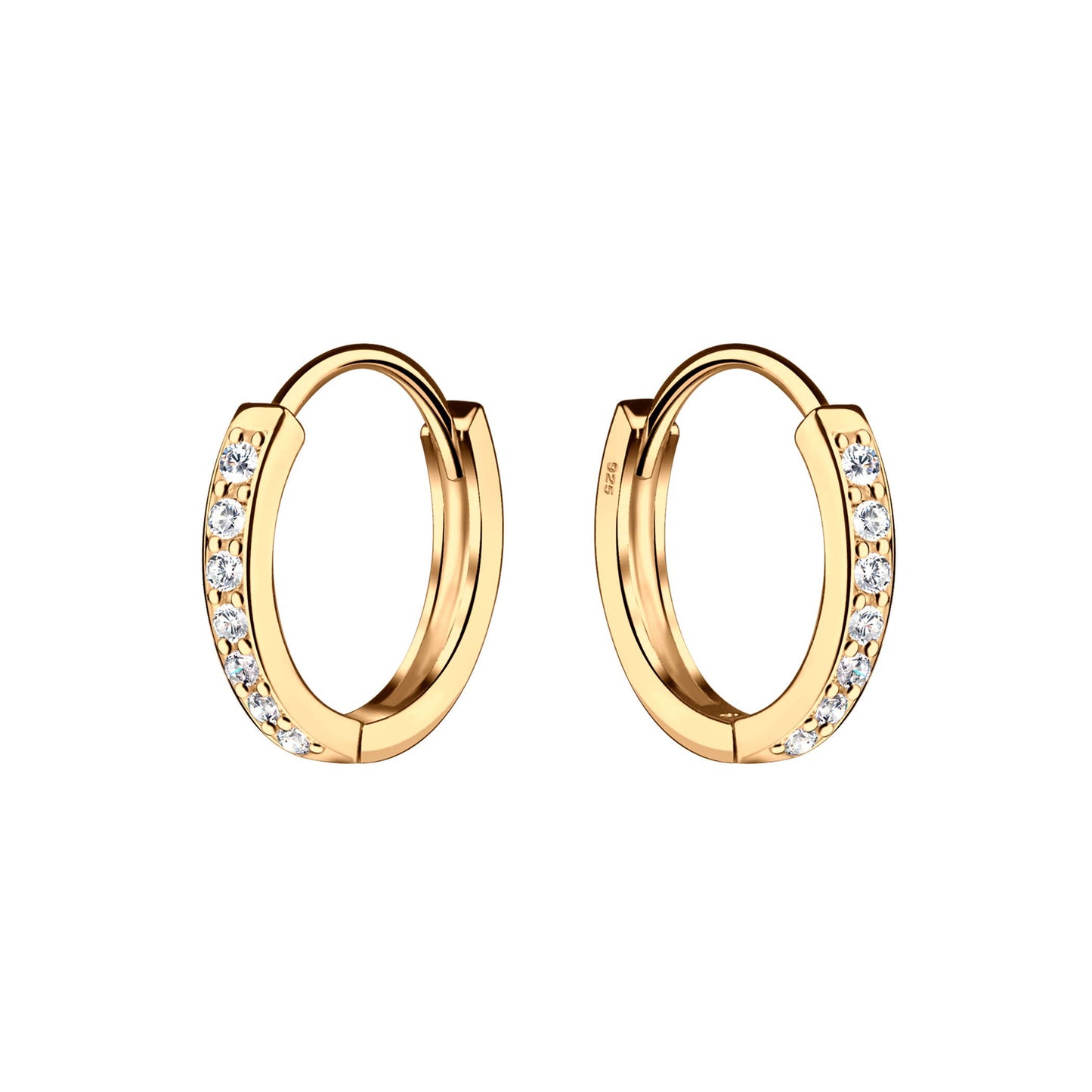 14K Gold-Plated Huggie CZ Hoop Earrings