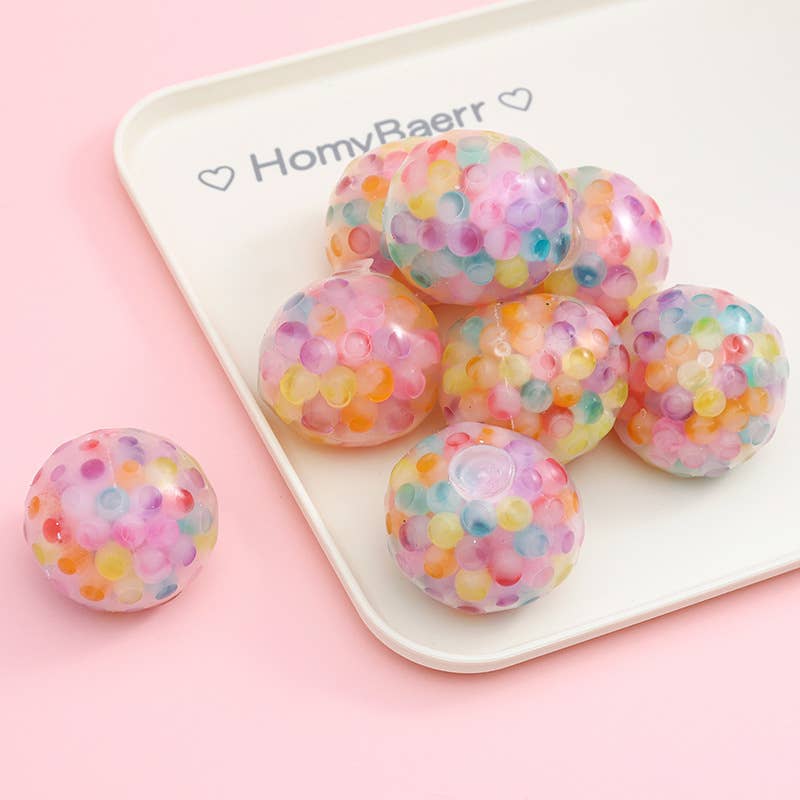 6.0cm Colorful Beaded Mesh Grape Squeeze Ball: Colorful
