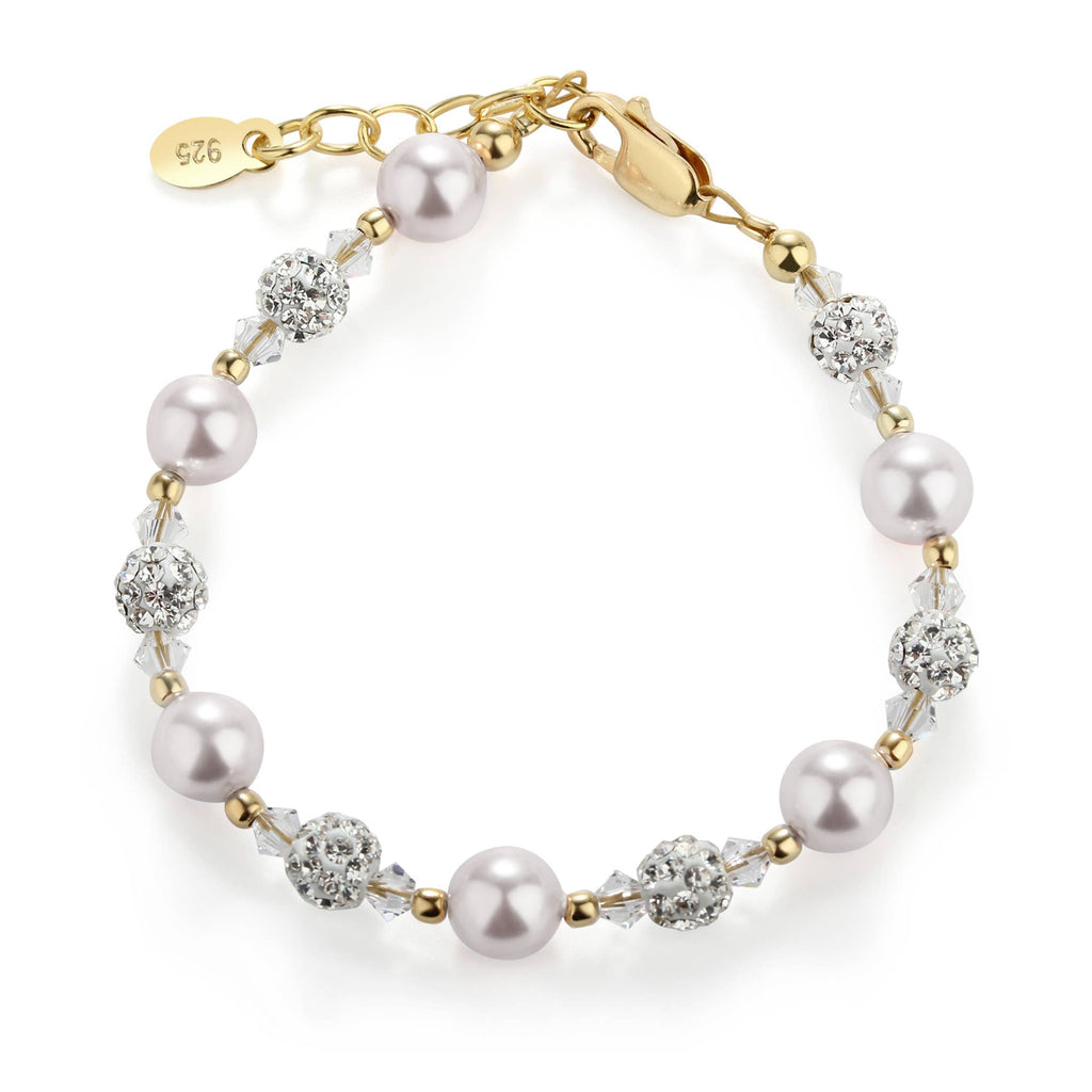Children's 14K Gold Plated Pearl Baby Bracelet Kids Jewelry