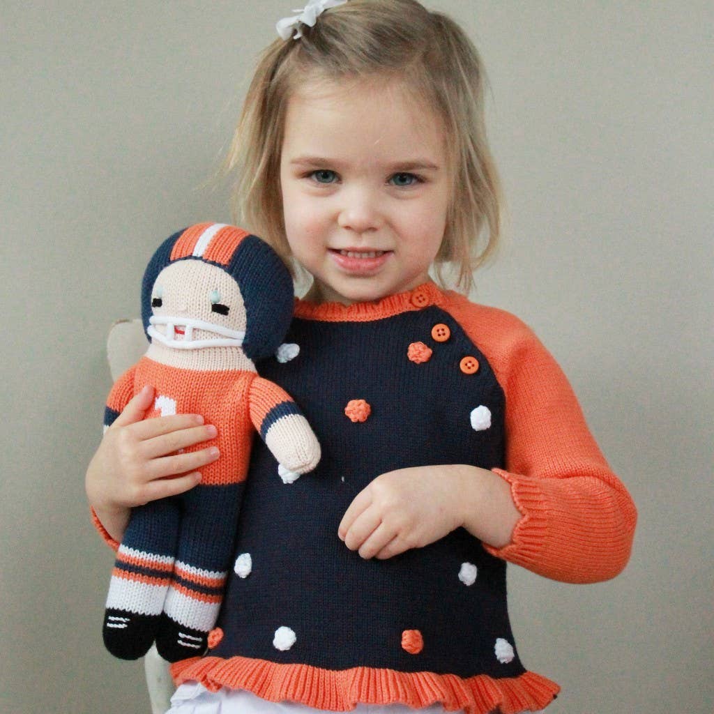 Football Player Knit Dolls: Orange/Navy / 12" Plush