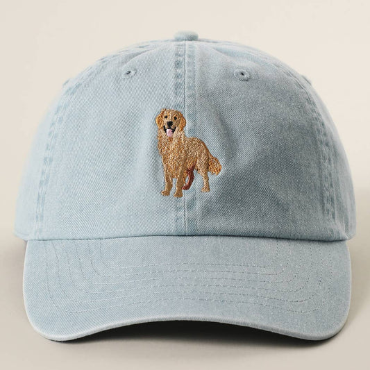 Golden Retriever Embroidered Pigment Dyed Baseball Cap: BLUEMINT