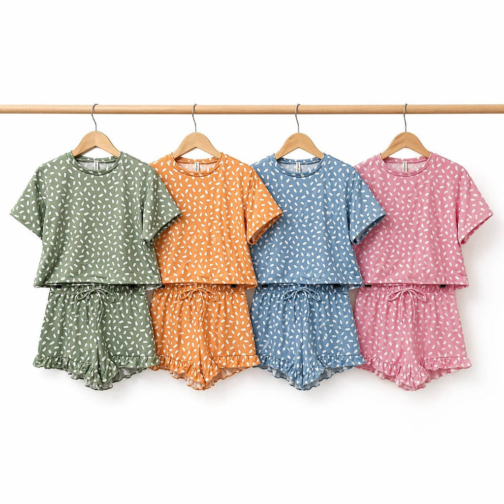 Dots Top & Shorts Set: Pink