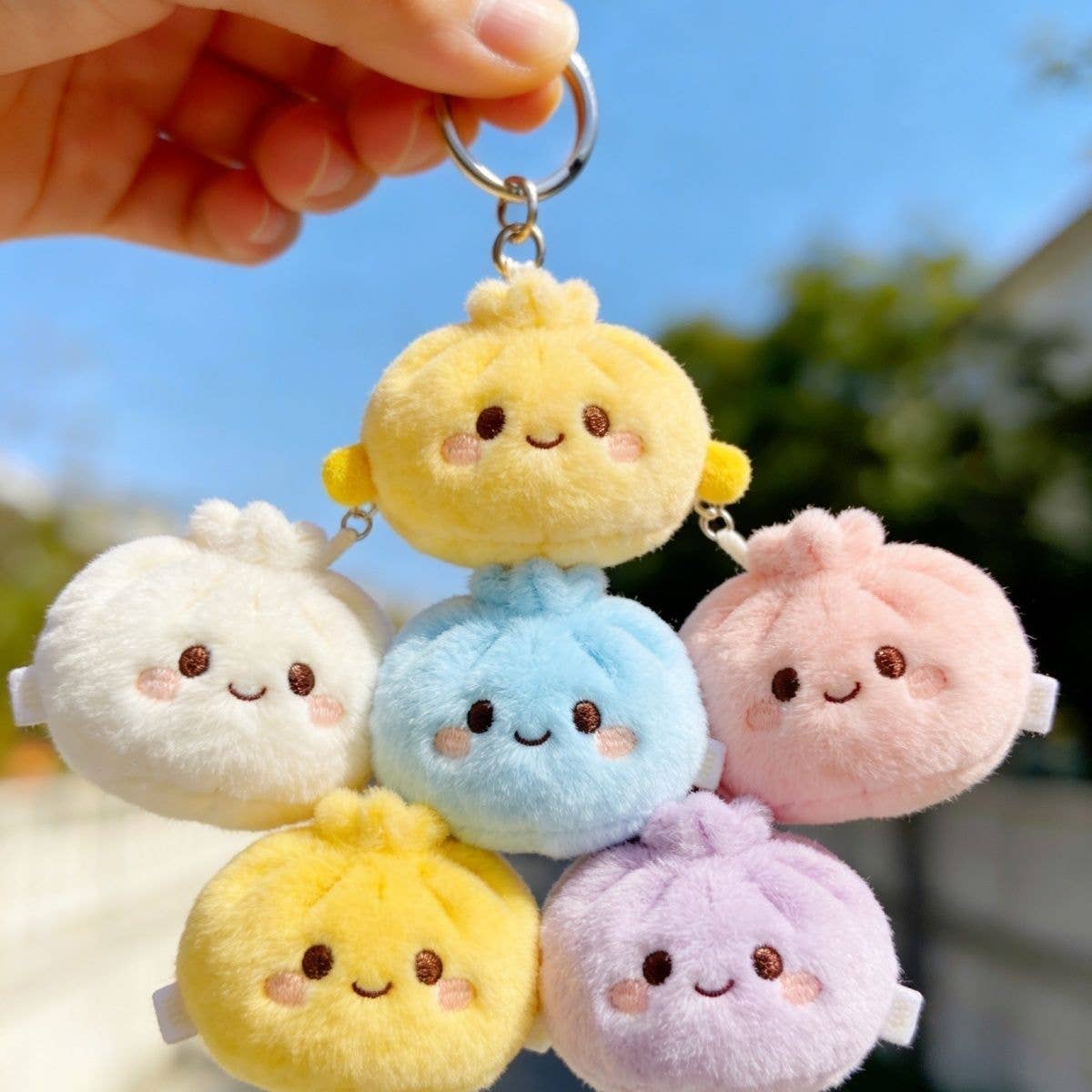 Colorful plush DUMPLINGS Squishy Toy fidget toy keychain: 12pcs set
