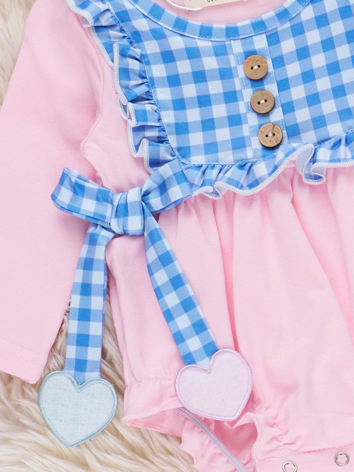 Heartstrings Bow Ruffle Plaid Bubble: 18/24MOS