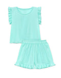Girls Ribbed Short Set: Mint