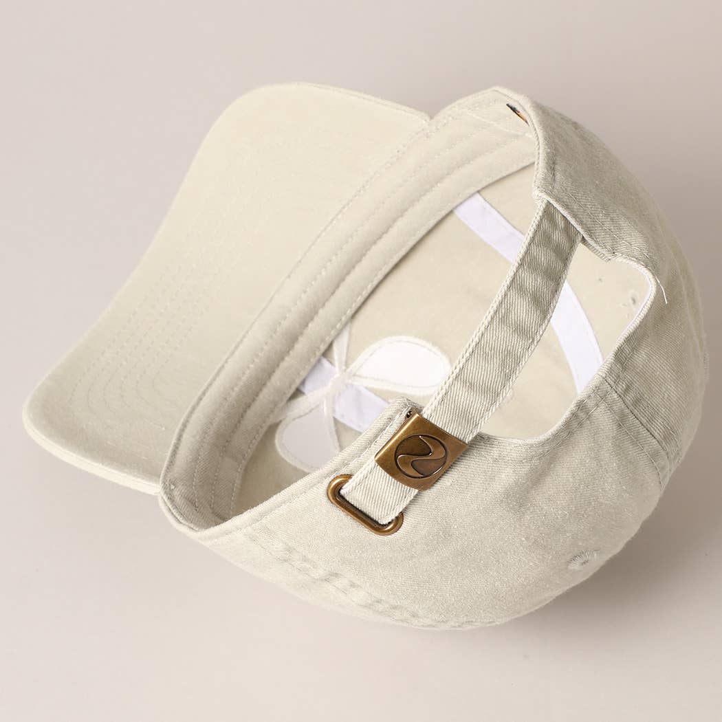 Bow Embroidered Cotton Baseball Cap: Black / One Size