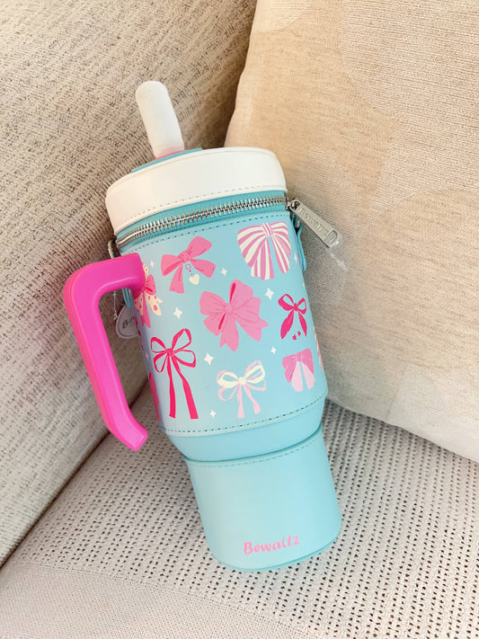 Take A Sip Water Cup-Elegant Bows Tiffany Blue Crossbody