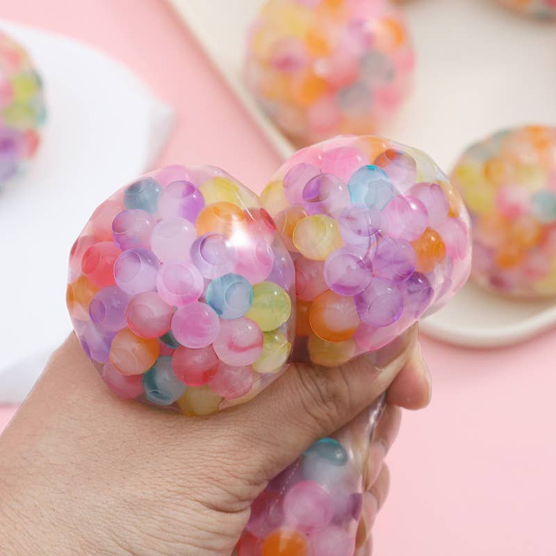 6.0cm Colorful Beaded Mesh Grape Squeeze Ball: Colorful