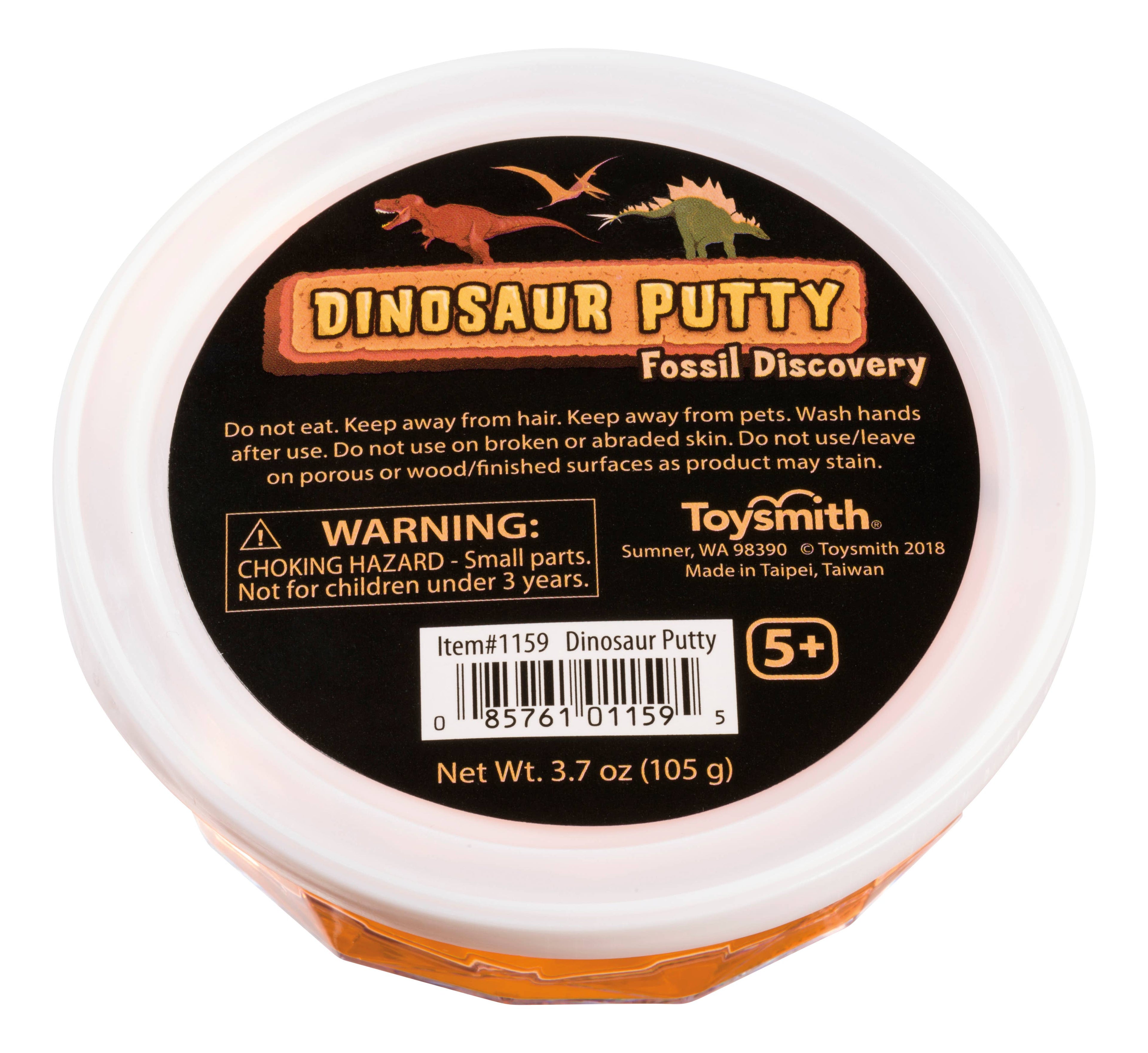 Dinosaur Fossil Putty, Reusable, Tactile, 3.5" Container