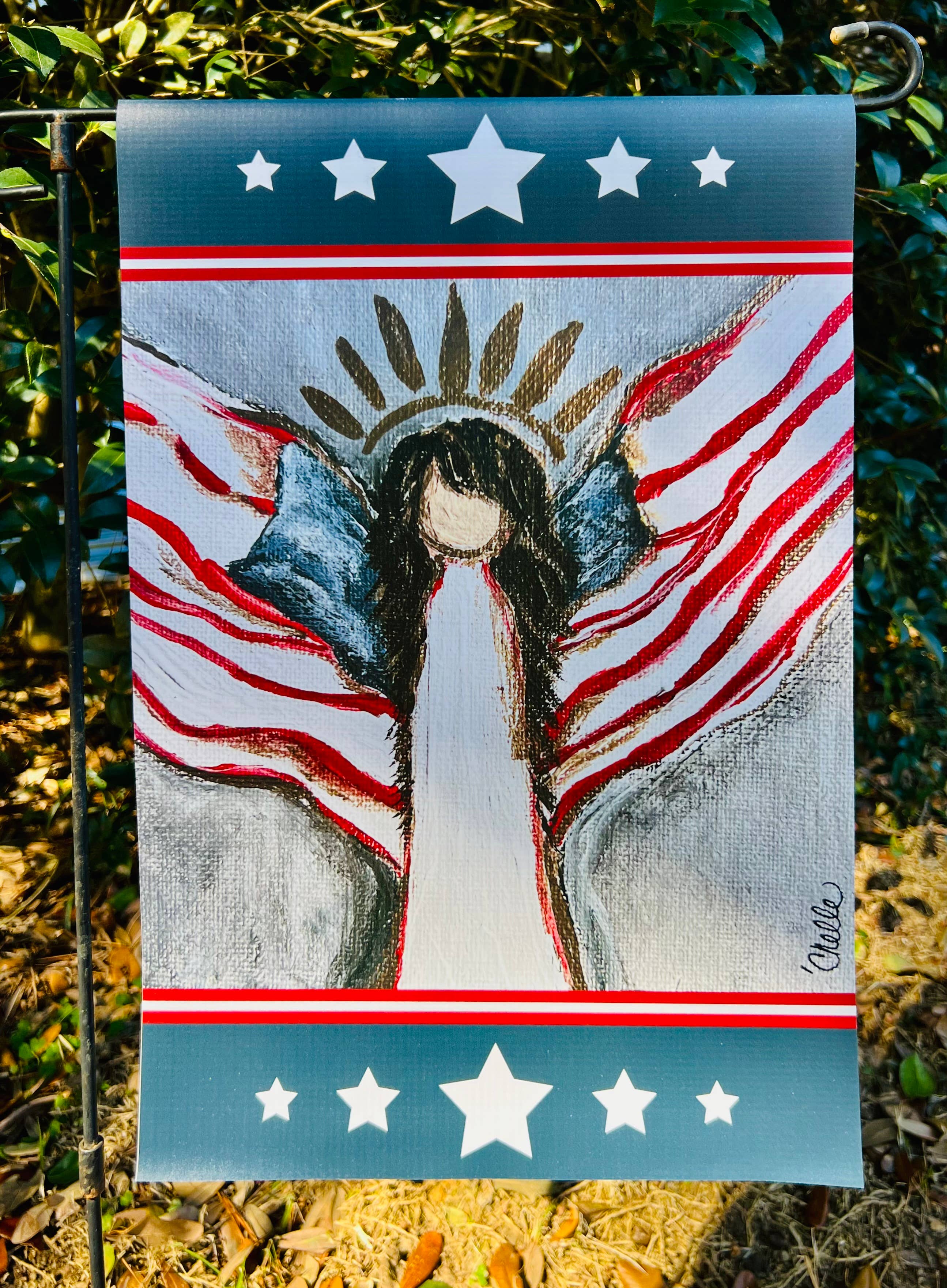 Garden Flag: Patriotic Dale, Angel, U.S.A.