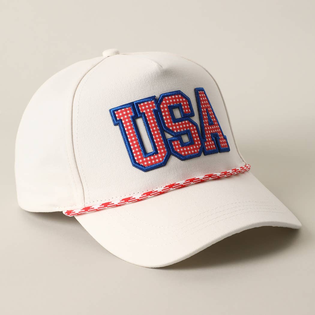 USA Patch Rope Trucker Hat: Red
