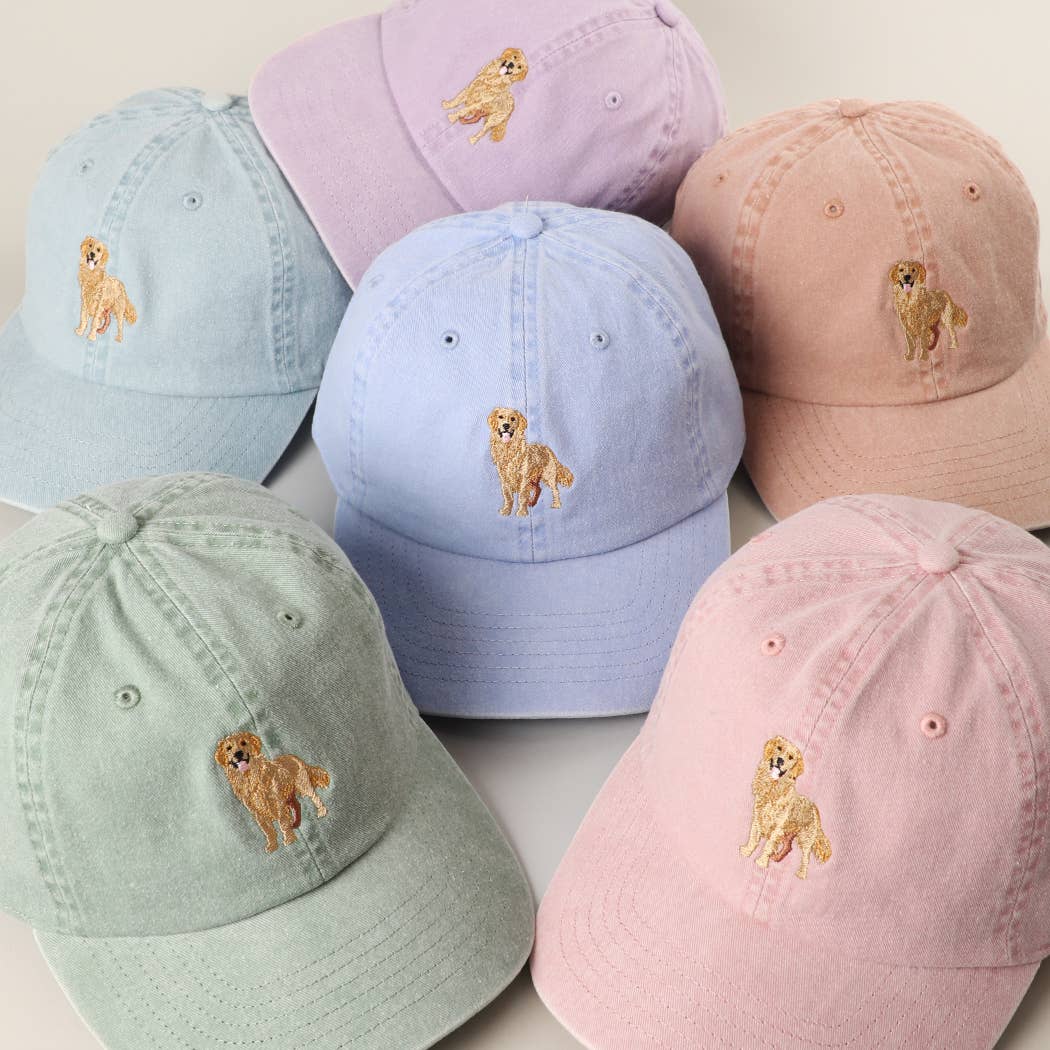 Golden Retriever Embroidered Pigment Dyed Baseball Cap: BLUEMINT