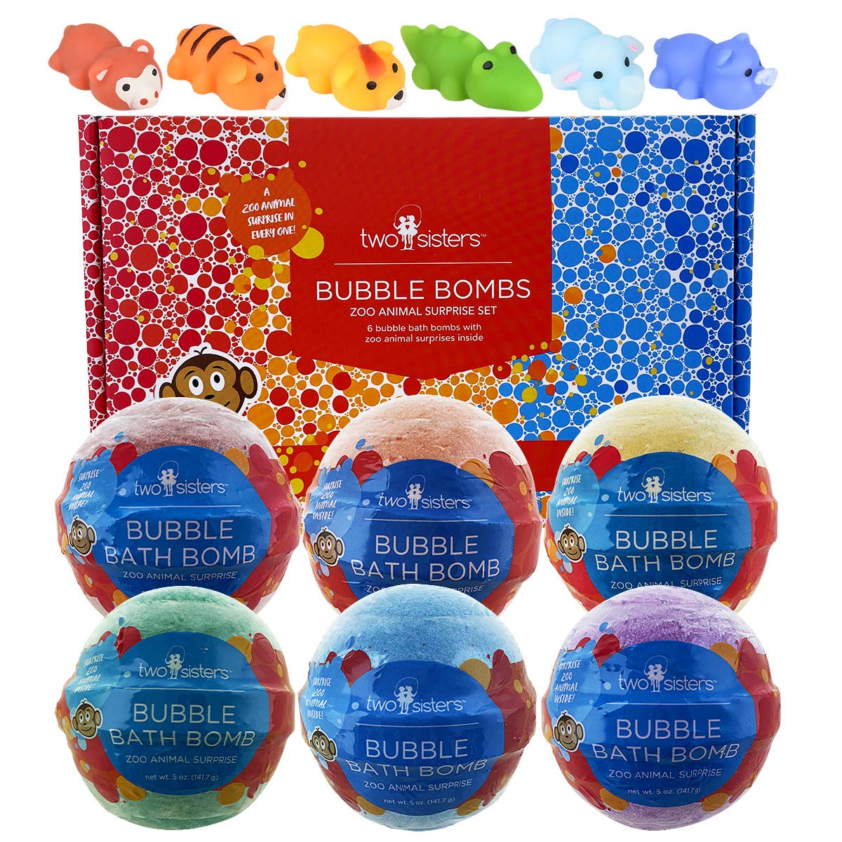 Zoo Animal Bath Bombs for Kids with Toy Surprises