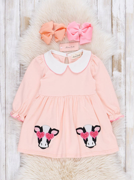 Sweetheart Cow Embroidered Dress: S(2yrs)